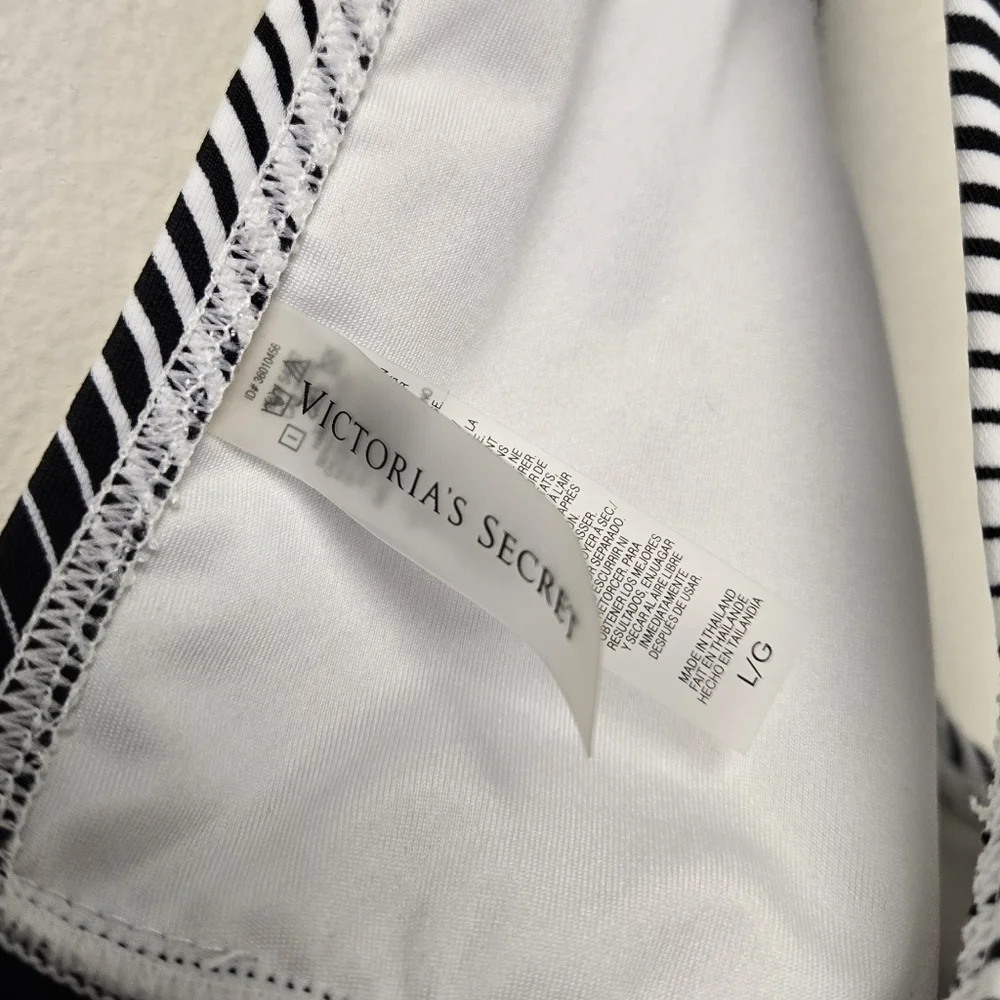 Victoria's Secret Stripe Sports Bra Black White L
